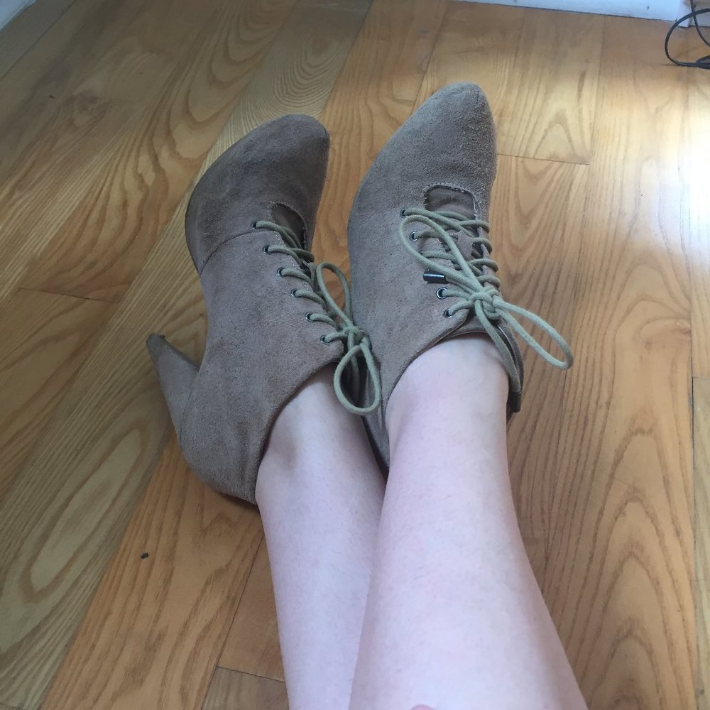 Zara Lace-Up Suede Ankle Boots